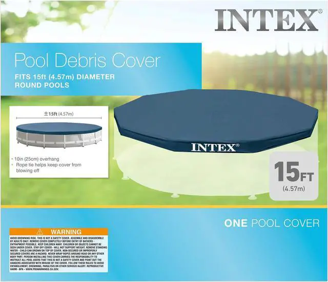 Alt view image 6 of 7 - Intex 28032E 15 Foot Round Above Ground Swimming Pool Cover, (Pool Cover Only)