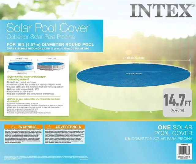 Alt view image 11 of 11 - Intex 15 Foot Round Easy Set Vinyl Solar Cover for Swimming Pools, Blue | 29023E