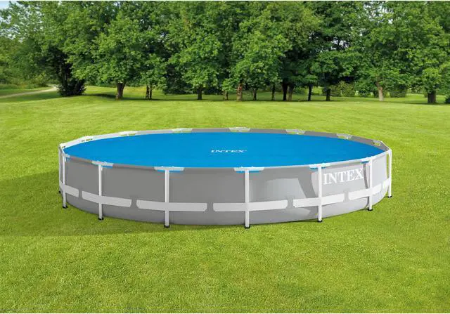 Alt view image 10 of 11 - Intex 15 Foot Round Easy Set Vinyl Solar Cover for Swimming Pools, Blue | 29023E