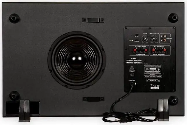 Alt view image 2 of 13 - Theater Solutions by Goldwood 250 Watt 8 Inch Slim Home Theater Subwoofer, Black