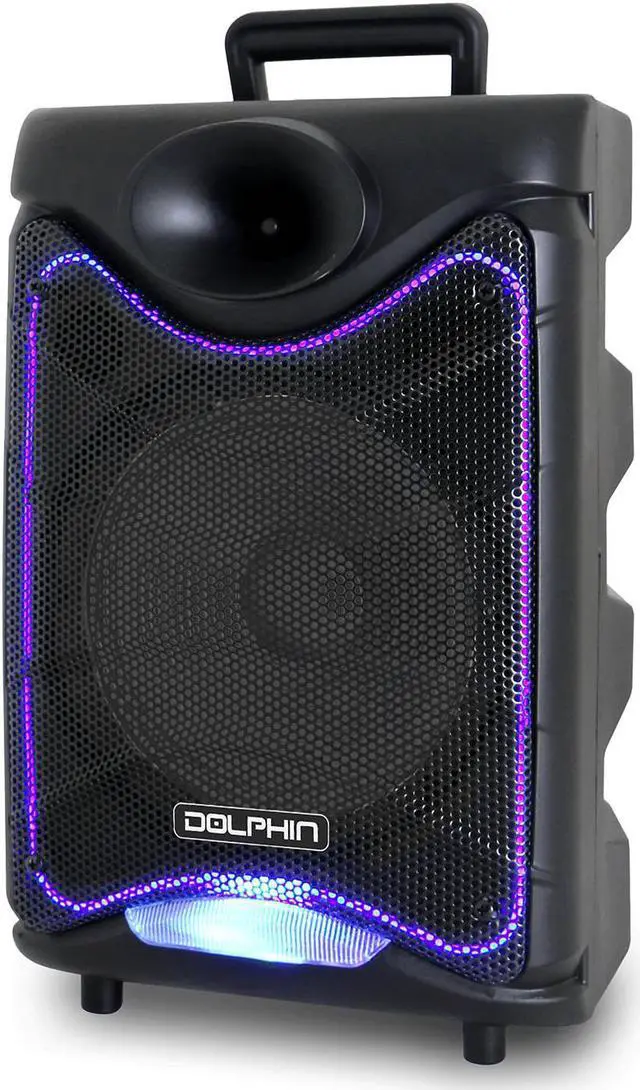 Alt view image 2 of 13 - Dolphin SP-850RBT Portable Bluetooth Speaker with Lights and Handheld Microphone
