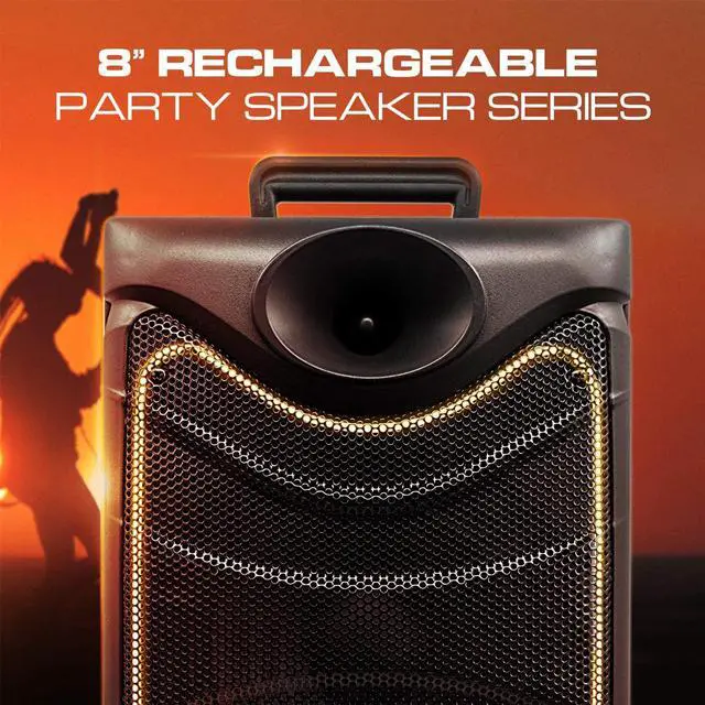 Alt view image 5 of 13 - Dolphin SP-850RBT Portable Bluetooth Speaker with Lights and Handheld Microphone