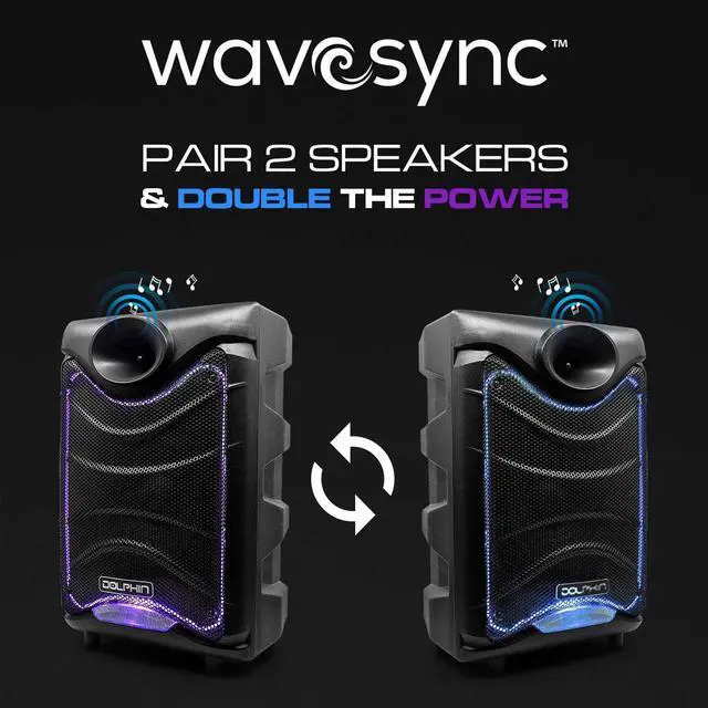 Alt view image 6 of 13 - Dolphin SP-850RBT Portable Bluetooth Speaker with Lights and Handheld Microphone