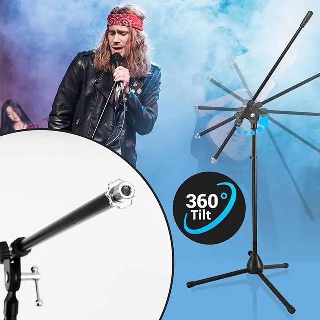 Alt view image 3 of 6 - Pyle Adjustable Boom Extending Universal Microphone Stable Tripod Stand, 2 Pack