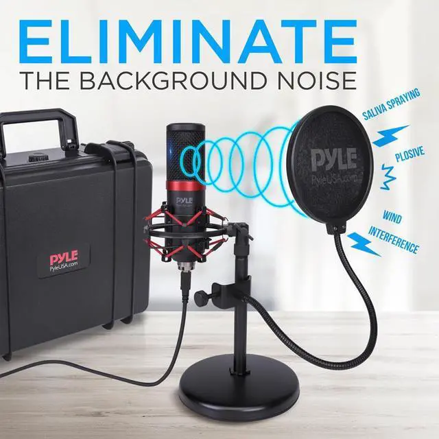 Alt view image 3 of 7 - Pyle PDMIKT200 Pro Audio Recording Computer Desk Attached USB Microphone Kit