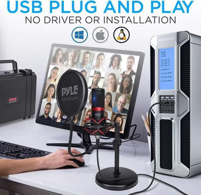 Alt view image 4 of 7 - Pyle PDMIKT200 Pro Audio Recording Computer Desk Attached USB Microphone Kit