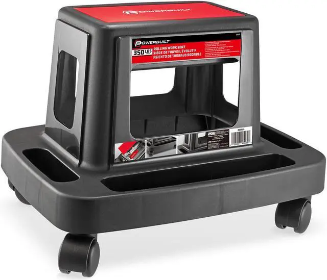 Alt view image 7 of 18 - Powerbuilt Sturdy Heavy Duty Injection Rolling Storage Tray Work Seat - 620526