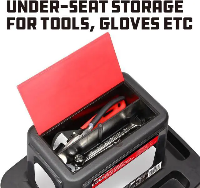 Alt view image 10 of 18 - Powerbuilt Sturdy Heavy Duty Injection Rolling Storage Tray Work Seat - 620526