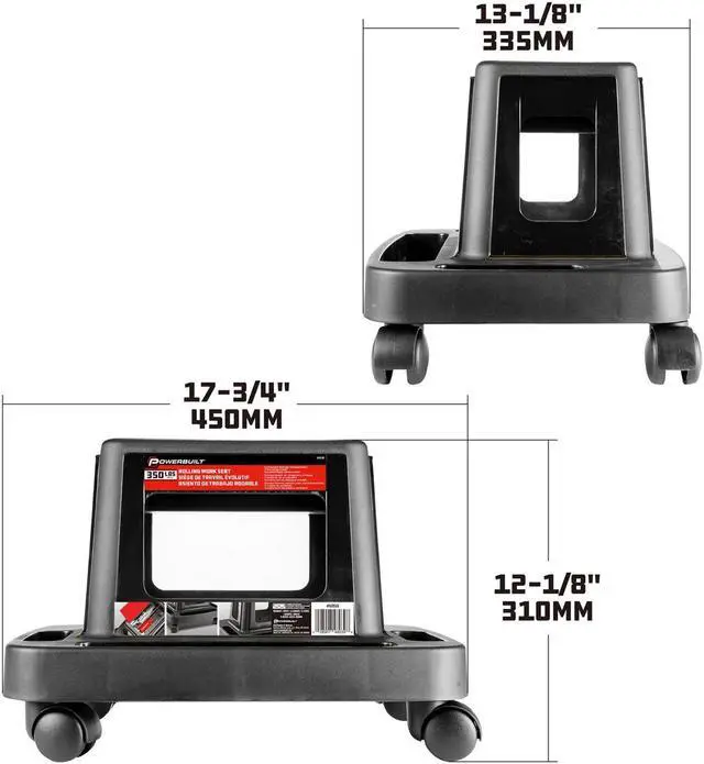 Alt view image 12 of 18 - Powerbuilt Sturdy Heavy Duty Injection Rolling Storage Tray Work Seat - 620526