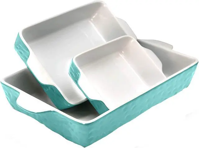 Alt view image 2 of 6 - NutriChef Rectangular Ceramic 3 Piece Nonstick Kitchen Bakeware Pan Set, Aqua