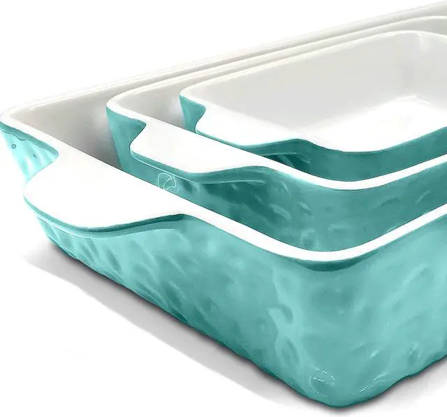 Alt view image 3 of 6 - NutriChef Rectangular Ceramic 3 Piece Nonstick Kitchen Bakeware Pan Set, Aqua