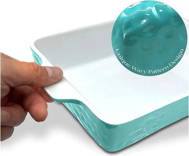 Alt view image 4 of 6 - NutriChef Rectangular Ceramic 3 Piece Nonstick Kitchen Bakeware Pan Set, Aqua