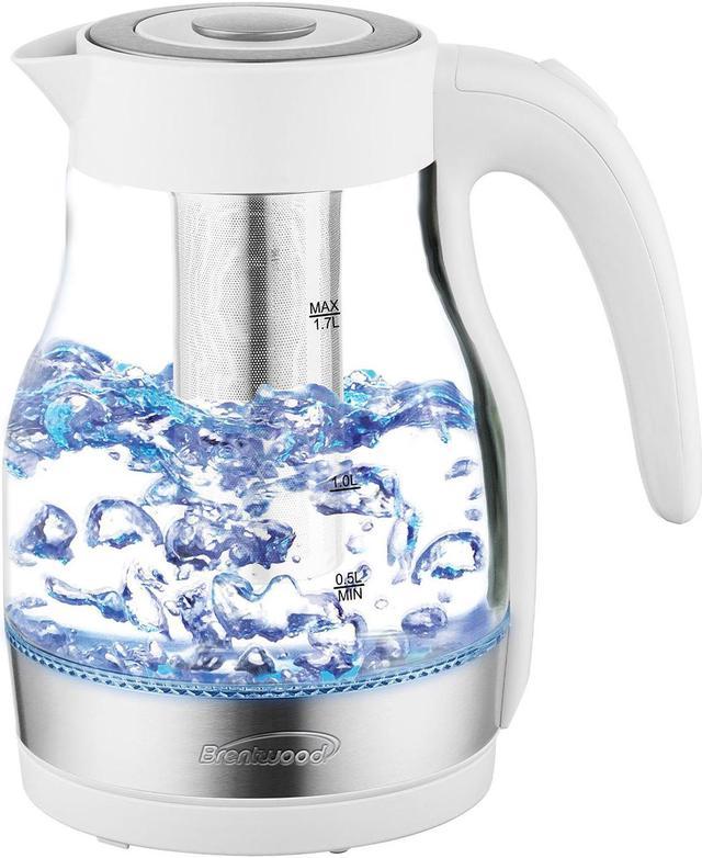 Electric Kettle, 1.7L Glass Boiler Electric Tea Kettle with Blue