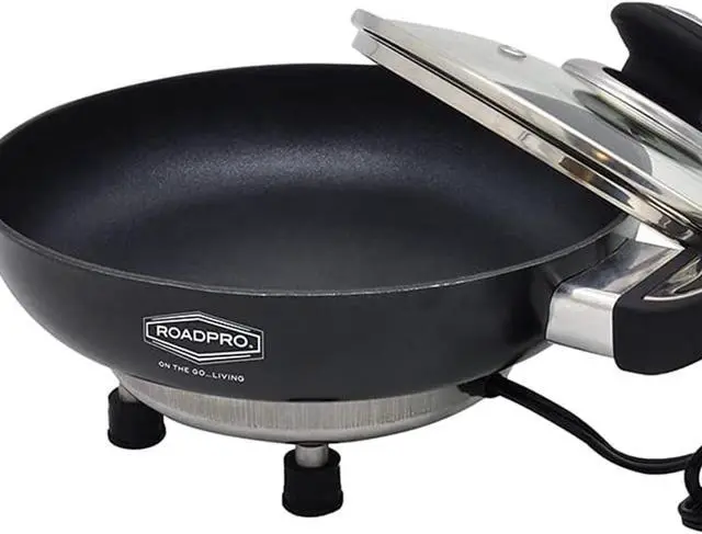 Alt view image 3 of 13 - RoadPro 12 Volt Portable Electric Cooking Frying Pan with Non-Stick Surfaces