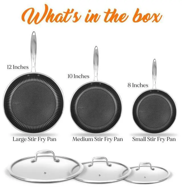 Alt view image 7 of 7 - NutriChef Nonstick Tri Ply Stainless Steel Kitchen Cookware Pan Set, 6 Pieces
