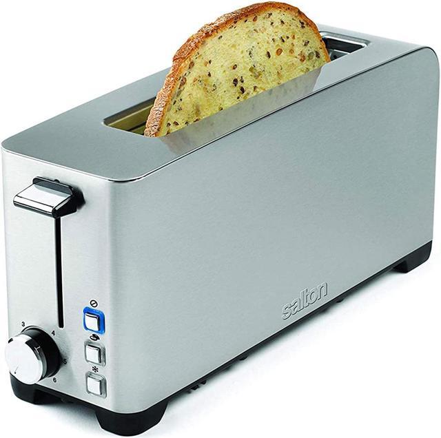 Alt view image 3 of 3 - Salton Space Saving Long Slot 2 Slice Toaster, Stainless Steel/Silver