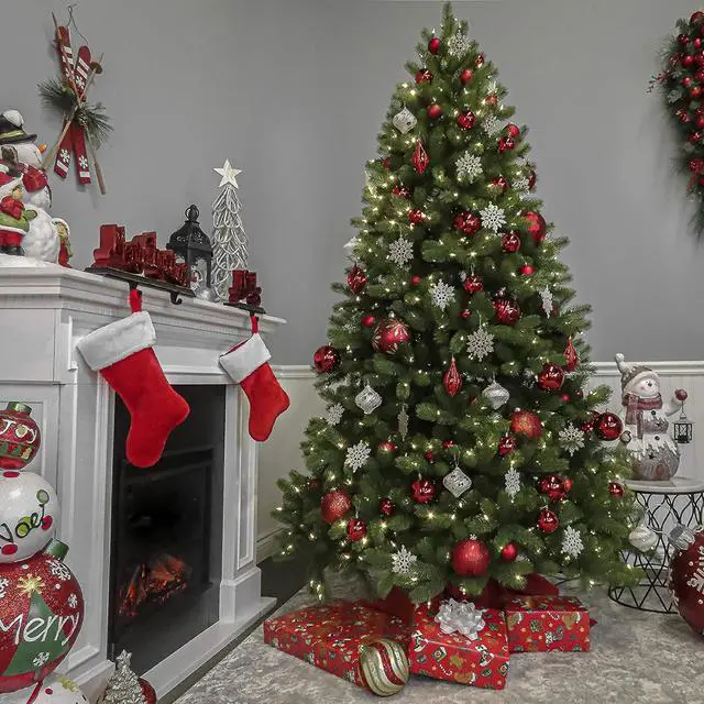 Alt view image 7 of 11 - National Tree Company PEDD131265 6.5 ft. Pre-Lit Downswept Douglas Fir Tree - 49" x 49" x 78"  Green Tree, Green Tree Stand