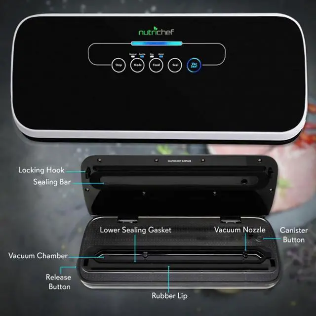 Alt view image 5 of 11 - NUTRICHEF PKVS18BK Nutrichef Automatic Food Vacuum Sealer - Electric Air Sealing Preserver System (Black)