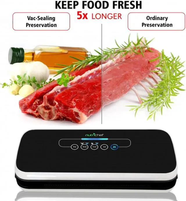 Alt view image 7 of 11 - NUTRICHEF PKVS18BK Nutrichef Automatic Food Vacuum Sealer - Electric Air Sealing Preserver System (Black)