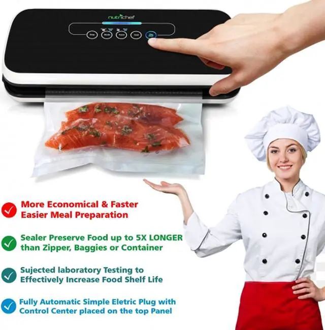 Alt view image 8 of 11 - NUTRICHEF PKVS18BK Nutrichef Automatic Food Vacuum Sealer - Electric Air Sealing Preserver System (Black)