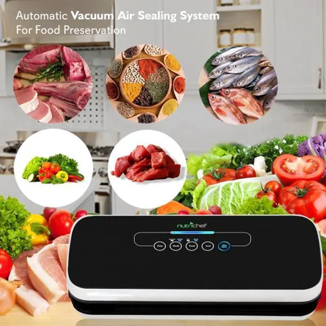 Alt view image 10 of 11 - NUTRICHEF PKVS18BK Nutrichef Automatic Food Vacuum Sealer - Electric Air Sealing Preserver System (Black)