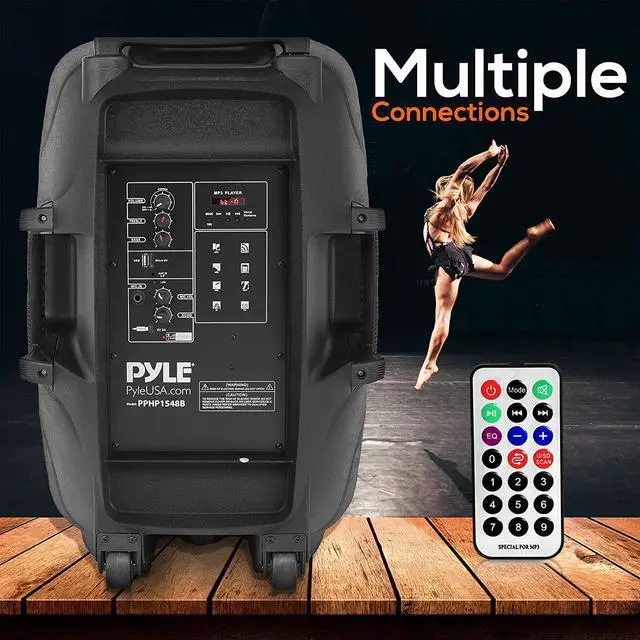 Alt view image 6 of 7 - Pyle PPHP1548B Portable Bluetooth Wireless Streaming PA Speaker System w/ Stand
