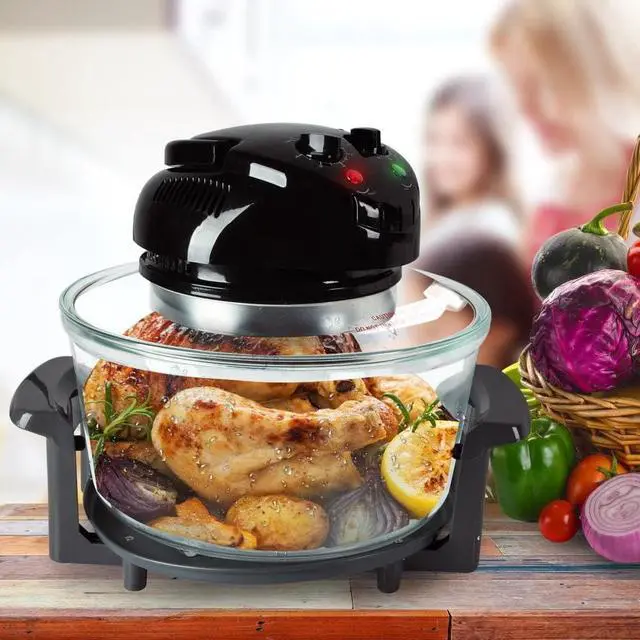 Alt view image 8 of 8 - nutrichef convection countertop toaster oven  healthy kitchen air fryer roaster oven, bake, grill, steam broil, roast & airfry , includes glass bowl, broil rack and toasting rack, 120v  pkcov45