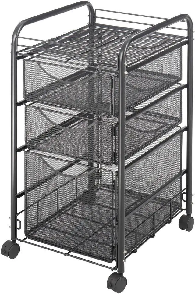 Alt view image 13 of 20 - Safco Onyx Mesh Mobile File With Two Supply Drawers 15-1/4w x 17d x 27h Black 5213BL