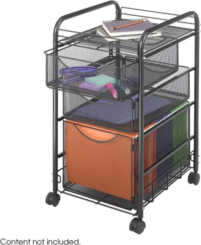 Alt view image 14 of 20 - Safco Onyx Mesh Mobile File With Two Supply Drawers 15-1/4w x 17d x 27h Black 5213BL