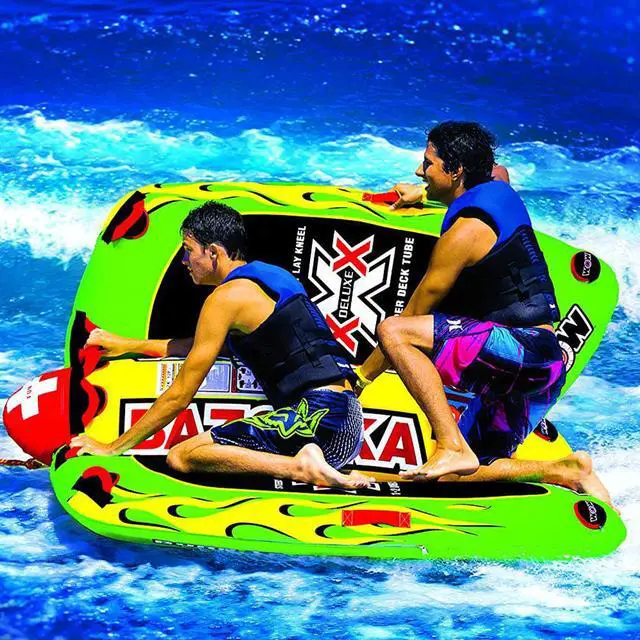 Alt view image 2 of 7 - WOW Watersports 13-1010 Big Bazooka Steerable 1 to 4 Person Towable Tube, Green