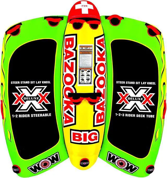 Main image of WOW Watersports 13-1010 Big Bazooka Steerable 1 to 4 Person Towable Tube, Green