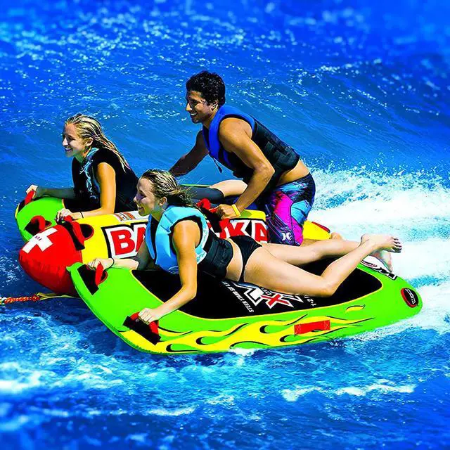 Alt view image 4 of 7 - WOW Watersports 13-1010 Big Bazooka Steerable 1 to 4 Person Towable Tube, Green