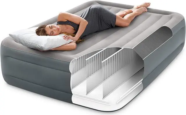 Alt view image 3 of 5 - Intex Dura Beam Essential Rest Blow Up Queen Mattress Air Bed with Built In Pump