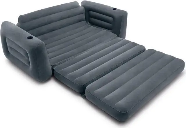 Alt view image 7 of 12 - Intex Queen Size Inflatable Pull-Out Sofa Bed Sleep Away Futon Couch, Dark Gray