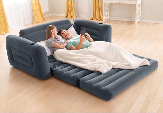 Alt view image 11 of 12 - Intex Queen Size Inflatable Pull-Out Sofa Bed Sleep Away Futon Couch, Dark Gray