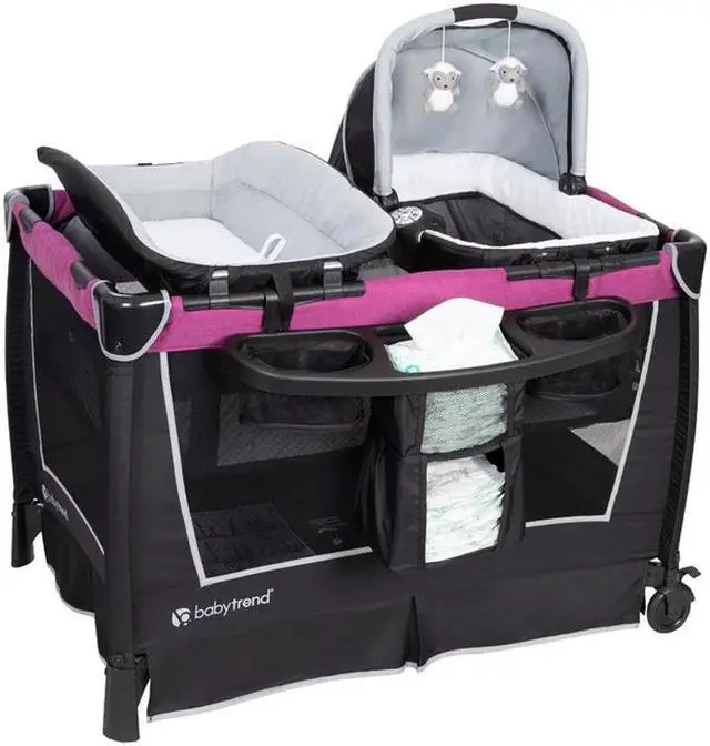 Main image of Baby Trend Retreat Portable Nursery Center w/ Bassinet & Changing Table, Purple