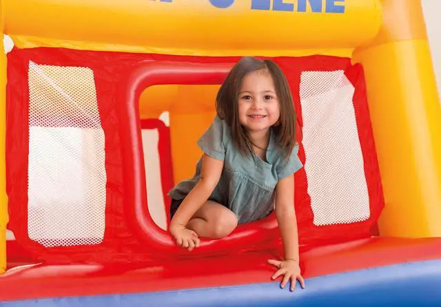 Alt view image 18 of 18 - Intex Inflatable Jump-O-Lene Trampoline Bounce House with Crawl-Thru Door & Net