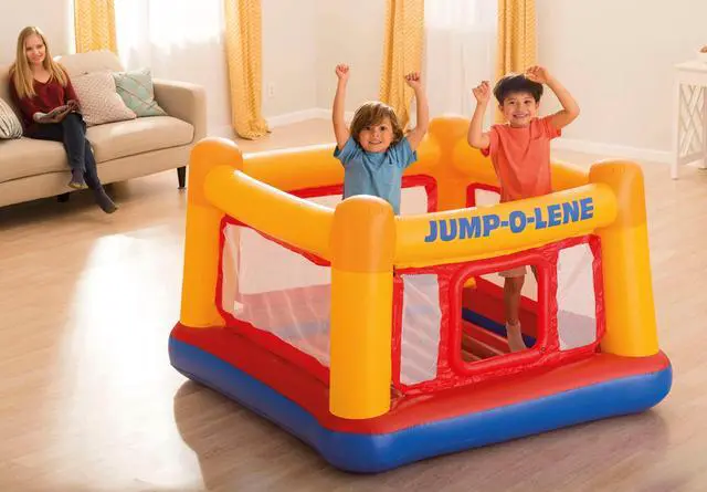 Alt view image 17 of 18 - Intex Inflatable Jump-O-Lene Trampoline Bounce House with Crawl-Thru Door & Net