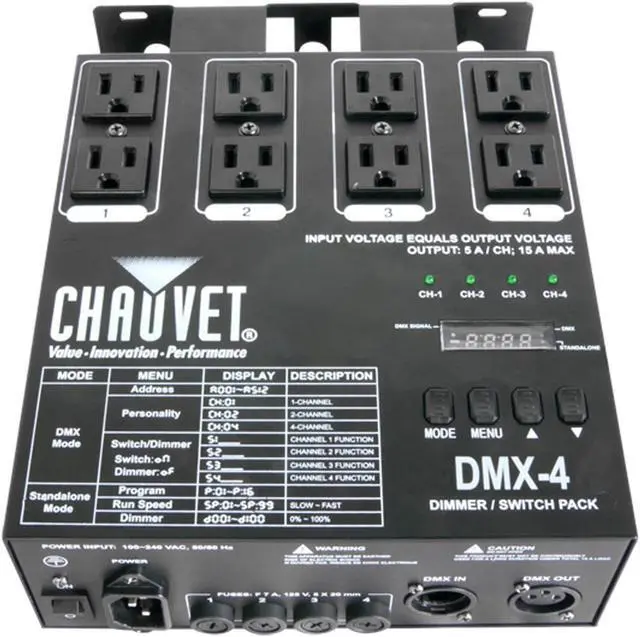 Alt view image 5 of 7 - Chauvet DMX-4 Four Ch. DMX Switch/Dimmer Pack DMX Power Pack