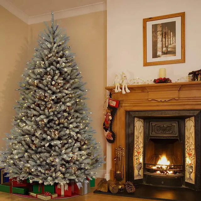 Alt view image 8 of 15 - National Tree Company DUBH75LO 7.5 ft. Pre-Lit Dunhill Fir Blue Spruce Tree - 59" x 59" x 90" - Blue Tree, Green Tree Stand