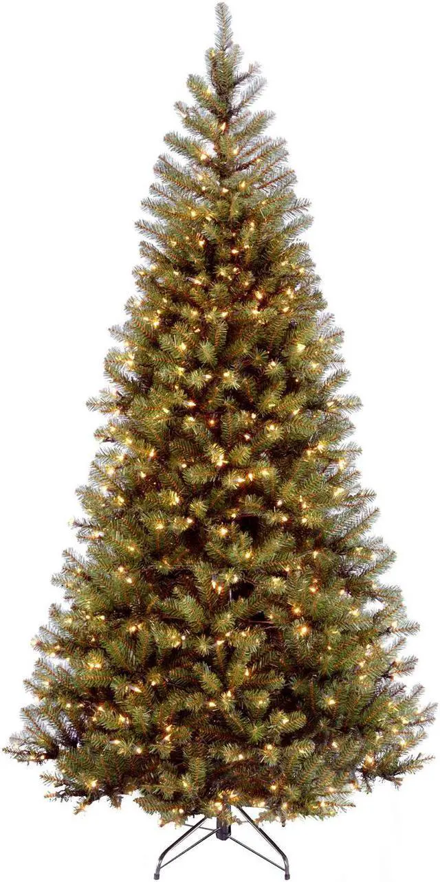 Alt view image 2 of 8 - National Tree Company AP730060 6 ft. Pre-Lit Aspen Spruce Slim Tree - 38" x 38" x 72" - Green Tree, Green Tree Stand