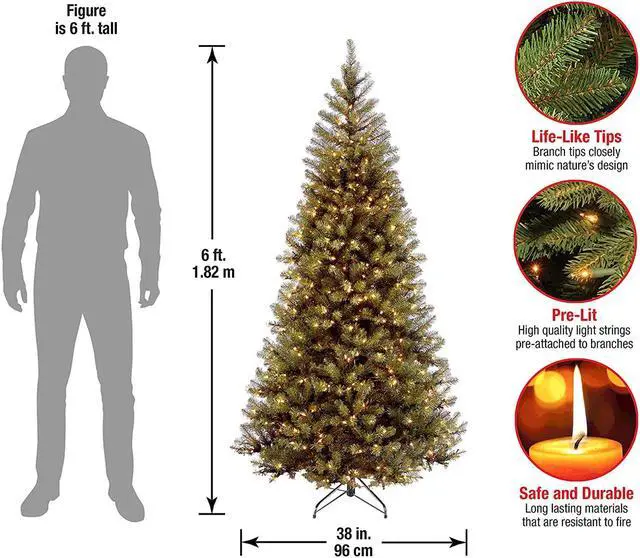 Alt view image 4 of 8 - National Tree Company AP730060 6 ft. Pre-Lit Aspen Spruce Slim Tree - 38" x 38" x 72" - Green Tree, Green Tree Stand