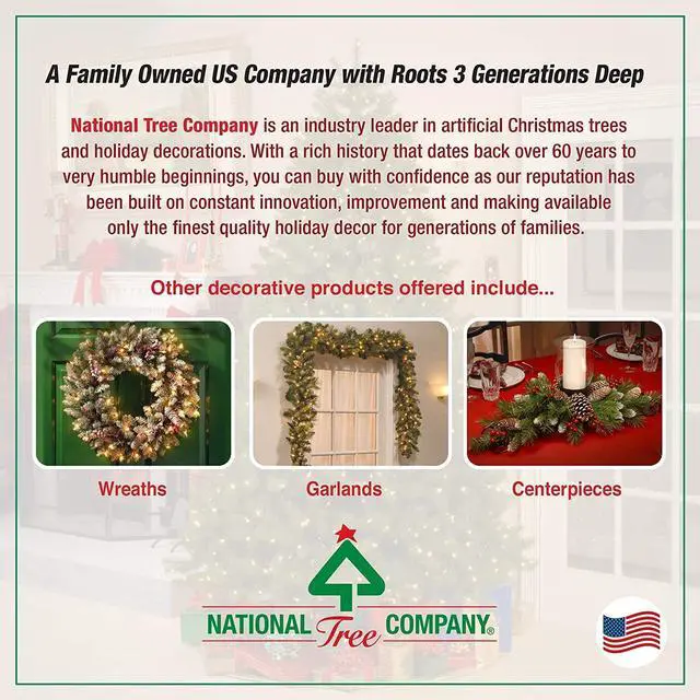 Alt view image 6 of 8 - National Tree Company AP730060 6 ft. Pre-Lit Aspen Spruce Slim Tree - 38" x 38" x 72" - Green Tree, Green Tree Stand