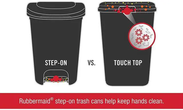 Alt view image 3 of 13 - Rubbermaid 2112520 Elite Step-On Trash Can -12 gallon - Metal, Charcoal Stainless Steel/Black