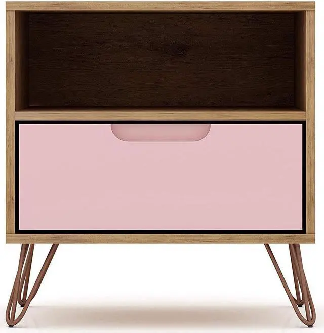 Alt view image 11 of 20 - Rockefeller 1.0  Nightstand in Nature and Rose Pink