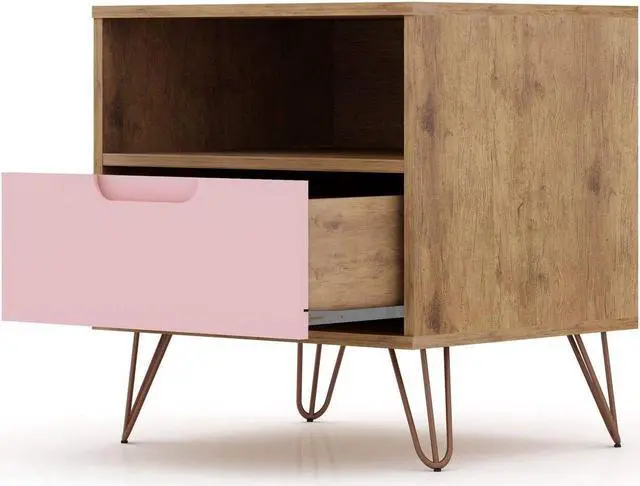 Alt view image 13 of 20 - Rockefeller 1.0  Nightstand in Nature and Rose Pink