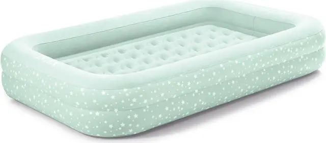 Alt view image 4 of 9 - Intex Kids Travel Air Mattress Inflatable Bed with Raised Sides and Hand Pump