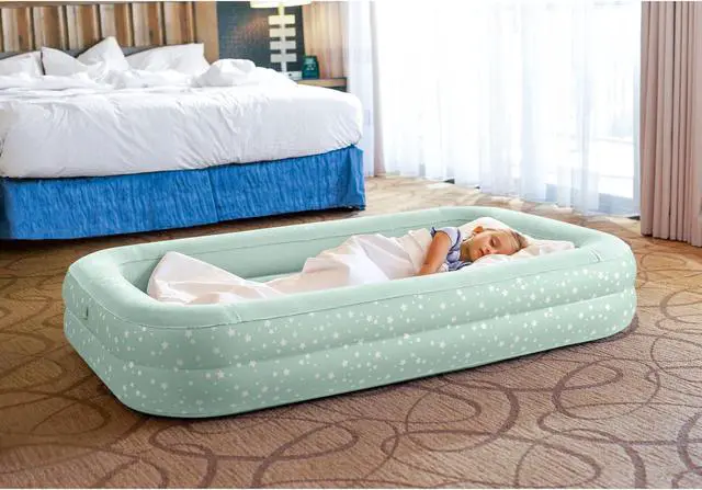 Alt view image 6 of 9 - Intex Kids Travel Air Mattress Inflatable Bed with Raised Sides and Hand Pump