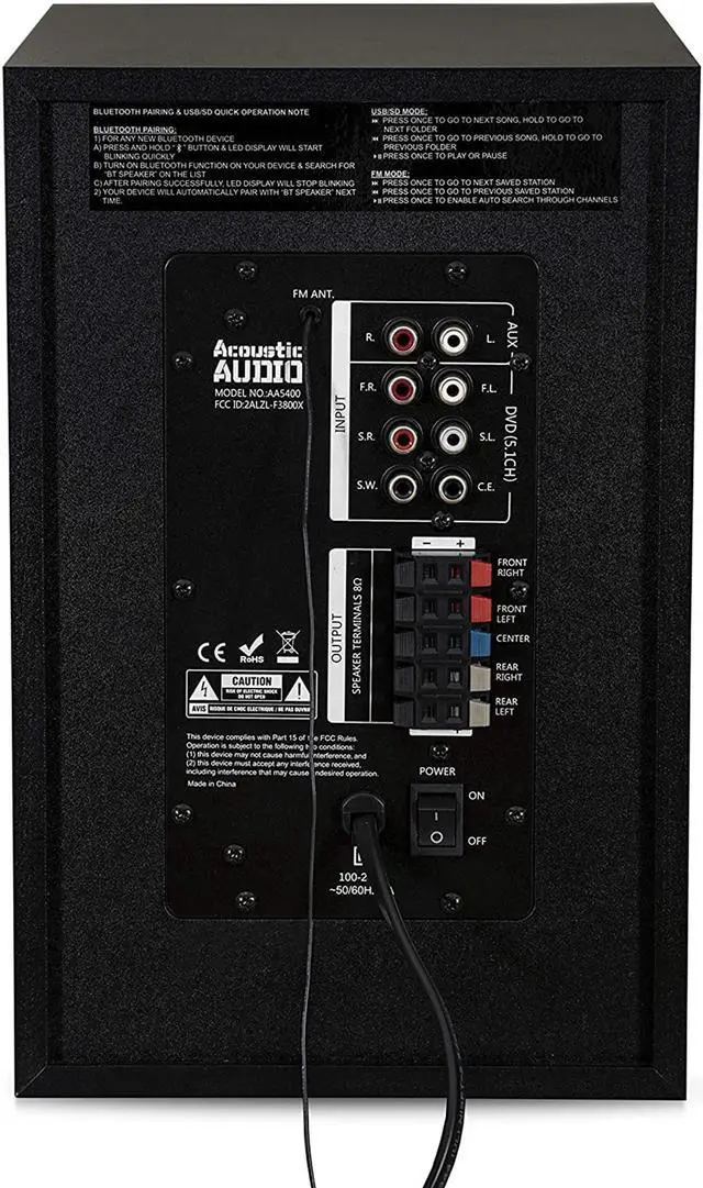 Alt view image 5 of 15 - Acoustic Audio by Goldwood AA5400 6 Piece Surround Sound System Set Home Theater