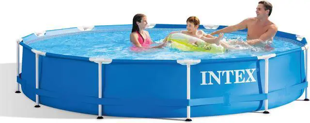 Alt view image 3 of 11 - Intex 28211EH 12' x 30" Metal Frame Round Above Ground Swimming Pool with Pump